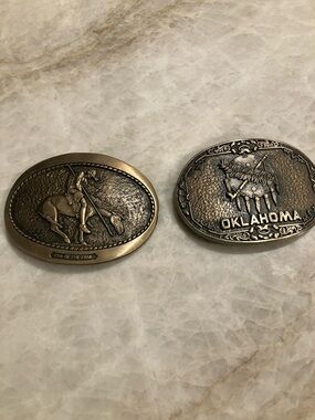 Pair of solid brass “Award Design Medals” Western Belt Buckles